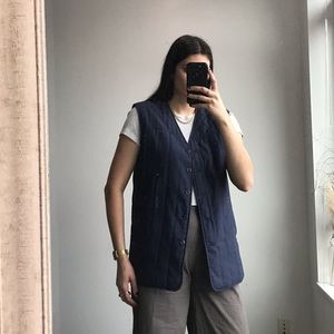 Quilted Utility Navy Blue Button Up Vest